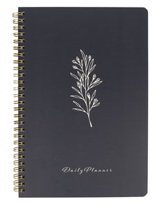 BLU MONACO Minimalist Daily Planner and Notebook with Hourly Schedule - 160 Pages, 79 Days - Grey with Botanical Design - Aesthetic Spiral To-Do List Notepad for Easy Task and Appointment Management - Stylish Book for School, Office, or Home Organization