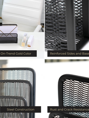 Load image into Gallery viewer, Black Metal Mesh Letter Sorter – 3-Slot Mail Organizer for Desk, Office &amp; Home
