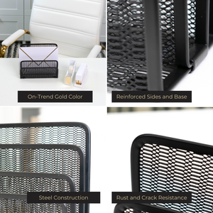 Load image into Gallery viewer, Black Metal Mesh Letter Sorter – 3-Slot Mail Organizer for Desk, Office &amp; Home
