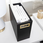 Load image into Gallery viewer, BLU MONACO Magazine Rack Floor: Leather Covered Wood Magazine Rack - Black Magazine Rack and Newspaper Holder - Stylish Magazine Holder Bathroom - Black Magazine Basket - Magazine Racks for Home
