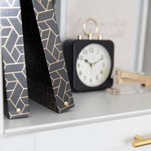 Geometric Gold Foil Black Binder 3 Ring - Set of 2-1 Inch Binders 3 Ring - 3 Ring Binders - 3 Ring Binders 1 Inch, Three Ring Binder - Cute Binder - Modern Preppy - 3 Hole Cute Binders