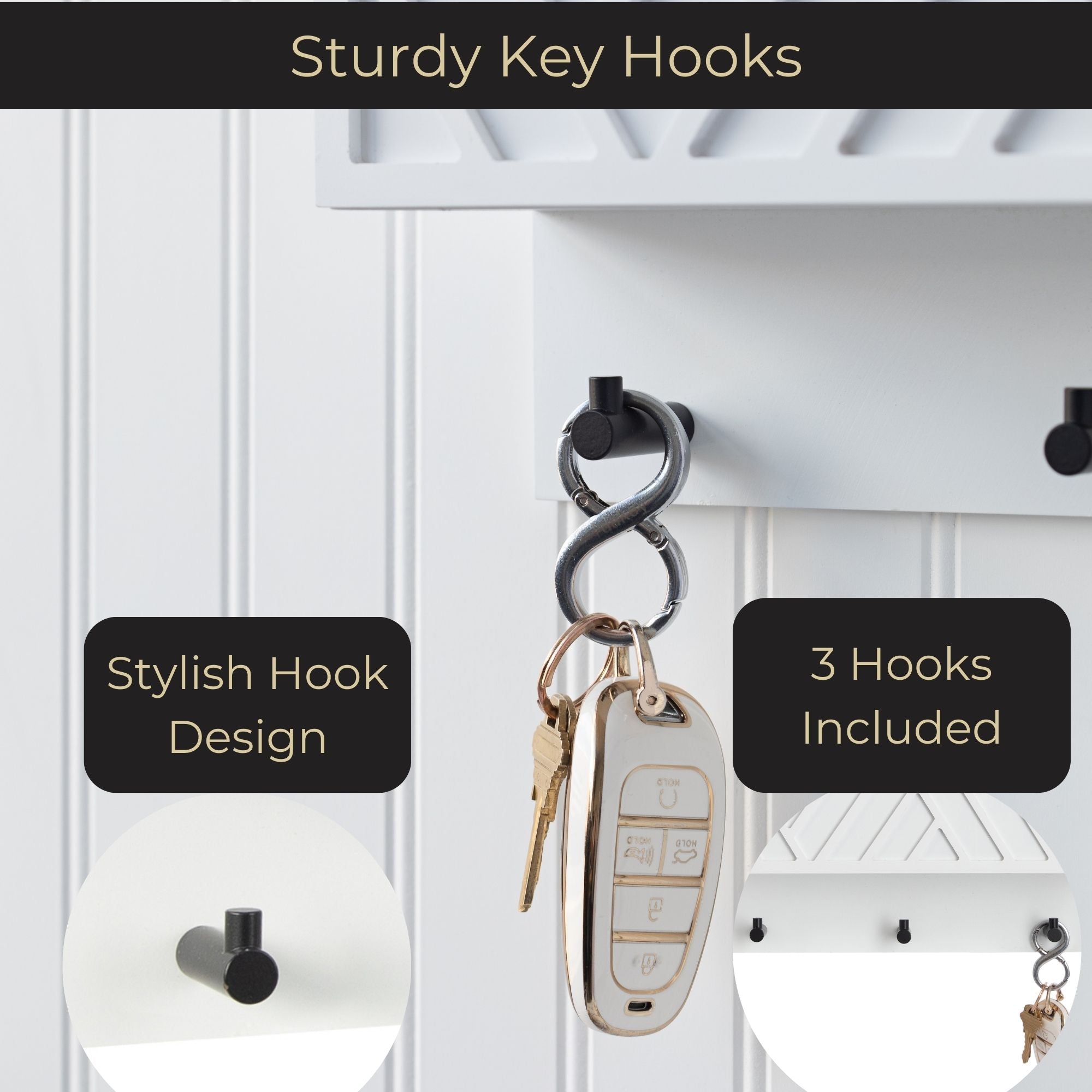 Oumilen Rustic White-Gray Mail and Key Holder for Wall with 3-Key Hooks Rustic Wall Mail Sorter with Shelf LT-BHK36-GR Oumilen Rustic White-Gray Mail and Key Holder for Wall with 3-Key Hooks Rustic Wall Mail Sorter with Shelf LT-BHK36-GR