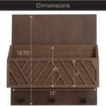 Load image into Gallery viewer, Mail Organizer Wall Mounted - Brown Wooden Mail Holder for Modern Keys Holder
