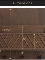 Load image into Gallery viewer, Mail Organizer Wall Mounted - Brown Wooden Mail Holder for Modern Keys Holder
