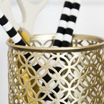 Load image into Gallery viewer, BLU MONACO Gold Pen Cup - Metal Pencil Cup - Gold Desktop Pencil Holder - Desk Pen Holder
