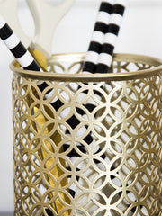 Load image into Gallery viewer, BLU MONACO Gold Pen Cup - Metal Pencil Cup - Gold Desktop Pencil Holder - Desk Pen Holder
