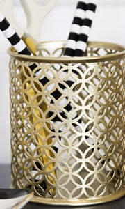 BLU MONACO Gold Pen Cup - Metal Pencil Cup - Gold Desktop Pencil Holder - Desk Pen Holder