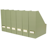 Load image into Gallery viewer, Set of 6 Foldable Magazine File Holders in Earth Green with Label Holders
