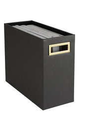 Load image into Gallery viewer, Magazine Basket: Grey Leather Bathroom Magazine Holder - Stylish Modern Magazine Rack and Newspaper Stand, Decorative Floor-Mounted Magazine Holder for Stylish Bathroom Organization, by Blu Monaco
