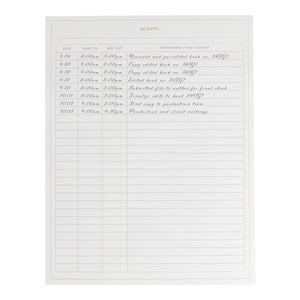 BLU MONACO Activity Log Notepad Log Comprehensive 50-Page Activity Log Notepad Sign in Sheet with Gold Text and Highlights - Your Ultimate Activity Log, and Daily Log for Work