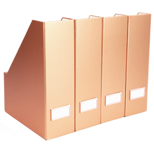 Foldable Magazine File Holder - Set of 4 - Rose Gold
