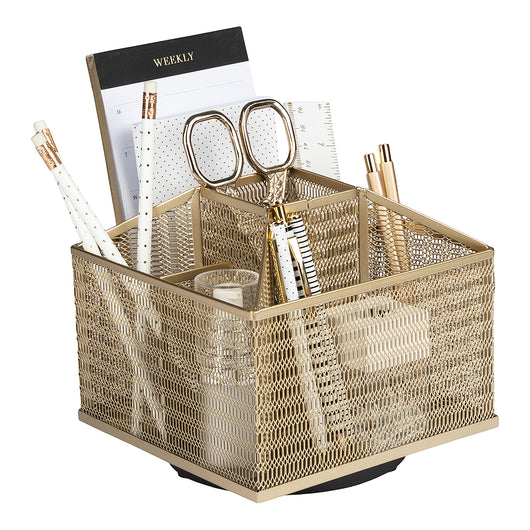 Gold Rotating Pen Cup - Pencil Cup