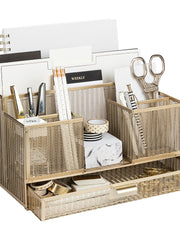 Load image into Gallery viewer, Gold Desk Organizer with Drawer
