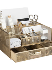 Load image into Gallery viewer, Gold Desk Organizer with Drawer
