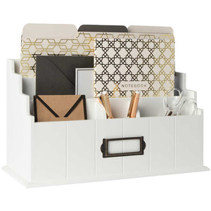 Load image into Gallery viewer, White Wooden Mail Organizer - 3 Tier with Label Holder
