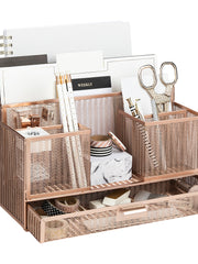 Load image into Gallery viewer, Rose Gold Desk Organizer with Drawer
