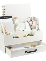 Load image into Gallery viewer, White Wooden Office Supplies Organizer
