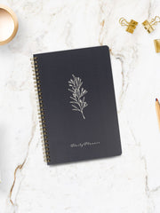 Load image into Gallery viewer, BLU MONACO Minimalist Daily Planner and Notebook with Hourly Schedule - 160 Pages, 80 Days - Grey with Botanical Design - Aesthetic Spiral To-Do List Notepad for Easy Task and Appointment Management - Stylish Book for School, Office, or Home Organization
