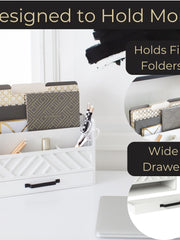 Load image into Gallery viewer, White Wooden Mail Organizer with Drawer

