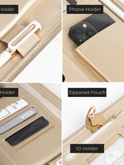 Load image into Gallery viewer, Portfolio Binder - Black Vegan Leather Padfolio for Women - Leather Portfolio Folder with Gold Trim - Portfolio Organizer Notebook - Professional Binder Folio - Business Portfolio Case - Gold Zipper
