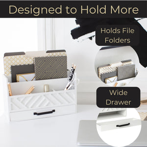Load image into Gallery viewer, White Wooden Mail Organizer with Drawer
