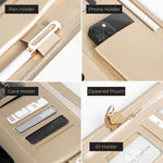 Load image into Gallery viewer, Portfolio Binder - Black Vegan Leather Padfolio for Women - Leather Portfolio Folder with Gold Trim - Portfolio Organizer Notebook - Professional Binder Folio - Business Portfolio Case by Blu Monaco
