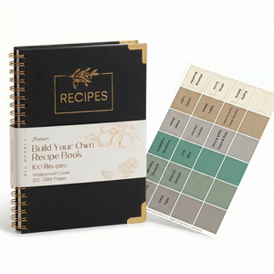 Load image into Gallery viewer, Large Black Spiral Recipe Book – 160 Recipes, Lay‑Flat Design, Thick Paper, Color Tabs
