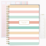 Load image into Gallery viewer, 2026–2027 Teacher Planner – Pastel Striped Cover | Best‑Selling Academic Lesson Plan Book for Teachers | July 2026–June 2027 | Monthly &amp; Weekly Planning, Stickers, Pocket &amp; Snap‑In Bookmark
