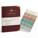 Load image into Gallery viewer, Merlot Vegan Leather Recipe Book – 100 Recipes, Thick Paper, Storage Pocket, Color Tabs
