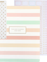 Load image into Gallery viewer, Blu Monaco Teacher Planner 2025-2026 Academic Year - Pastel Stripes, 8.5” x 11” Weekly &amp; Monthly School Lesson Planner Book for Teachers, Spiral Bound, 215 Stickers, Bookmark, July 25-26
