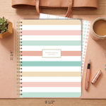 Load image into Gallery viewer, 2026–2027 Teacher Planner – Pastel Striped Cover | Best‑Selling Academic Lesson Plan Book for Teachers | July 2026–June 2027 | Monthly &amp; Weekly Planning, Stickers, Pocket &amp; Snap‑In Bookmark
