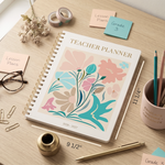 Load image into Gallery viewer, 2026–2027 Teacher Planner – NEW Floral Cover | Academic Year Lesson Plan Book for Teachers | July 2026–June 2027 | Monthly &amp; Weekly Planning, Stickers, Pocket &amp; Snap‑In Bookmark
