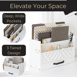 White Wooden Mail Organizer with Drawer