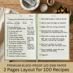 Load image into Gallery viewer, Sage Green Vegan Leather Recipe Book – 100 Recipes, Thick Paper, Storage Pocket, Color Tabs
