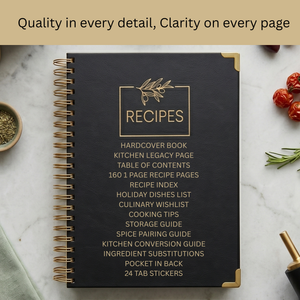 Load image into Gallery viewer, Large Black Spiral Recipe Book – 160 Recipes, Lay‑Flat Design, Thick Paper, Color Tabs
