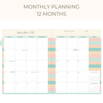 Load image into Gallery viewer, 2026–2027 Teacher Planner – Pastel Striped Cover | Best‑Selling Academic Lesson Plan Book for Teachers | July 2026–June 2027 | Monthly &amp; Weekly Planning, Stickers, Pocket &amp; Snap‑In Bookmark
