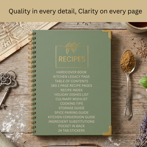 Load image into Gallery viewer, Large Green Spiral Recipe Book – 160 Recipes, Lay‑Flat Design, Thick Paper, Color Tabs

