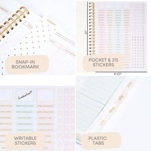 Blu Monaco Teacher Planner 2025-2026 Academic Year - Pastel Stripes, 8.5” x 11” Weekly & Monthly School Lesson Planner Book for Teachers, Spiral Bound, 215 Stickers, Bookmark, July 25-26