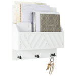 Load image into Gallery viewer, Mail Organizer Wall Mounted - White Wooden Mail Holder for Wall - Key Hanger
