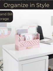 Load image into Gallery viewer, Pink Wood Desk Organizer with Drawer and Gold Handle