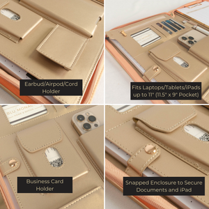 Load image into Gallery viewer, BLU MONACO Pink Vegan Leather Portfolio Binder for Women - Professional Padfolio with Magnetic Closure &amp; Gold Trim, Business Organizer Case
