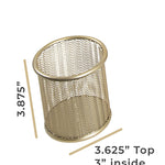 Load image into Gallery viewer, Riviera Gold Pen Holder for Desk - Gold Pen Cup - Gold Pencil Cup - Gold Brush Holder with Metal Mesh Design
