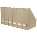 Load image into Gallery viewer, Set of 6 Foldable Magazine File Holders in Taupe with Label Holders

