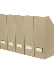 Load image into Gallery viewer, Set of 6 Foldable Magazine File Holders in Taupe with Label Holders
