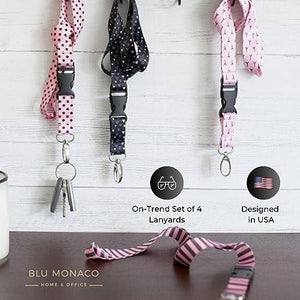 Load image into Gallery viewer, BLU MONACO - Pink Lanyard Keychain for Women Girls - 4 Pcs Set - Pretty Cute Fashion Cool Breakaway Neck lanyards - Teacher Lanyard
