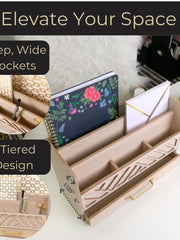 Load image into Gallery viewer, BLU MONACO Natural mail Organizer with Drawer and Gold Handle
