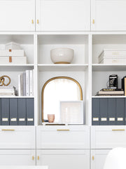 Load image into Gallery viewer, BLU MONACO Foldable Grey Magazine File Holder with Gold Label Holder - Set of 6 Cardboard Magazine File Boxes Desk File Organizer
