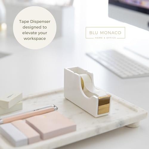 Blu Monaco Gold Tape Dispenser - Elegant White and Gold Office
