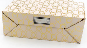 BLU MONACO Set of 4 Foldable Cute Magazine File Holders with Gold Label Holders - 2 Pink and 2 Aqua with Fun Gold Geometric Patterns - Stylish and Durable Magazine Storage for Home and Office