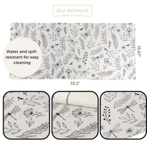 Extra Large Desk Mat Work 35 x 15.7 Office Décor for Women - Butterfly Desk Mat Girly Desk Décor Computer Pad Desktop Mat - Desk Pad XL - Desk Accessories for Women Office - Mouse Mat Desk Blu Monaco